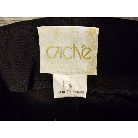 Vintage Cache Womens Black Pants Fringed Hem Sequins Boho Size S Zip Front - Picture 4 of 6